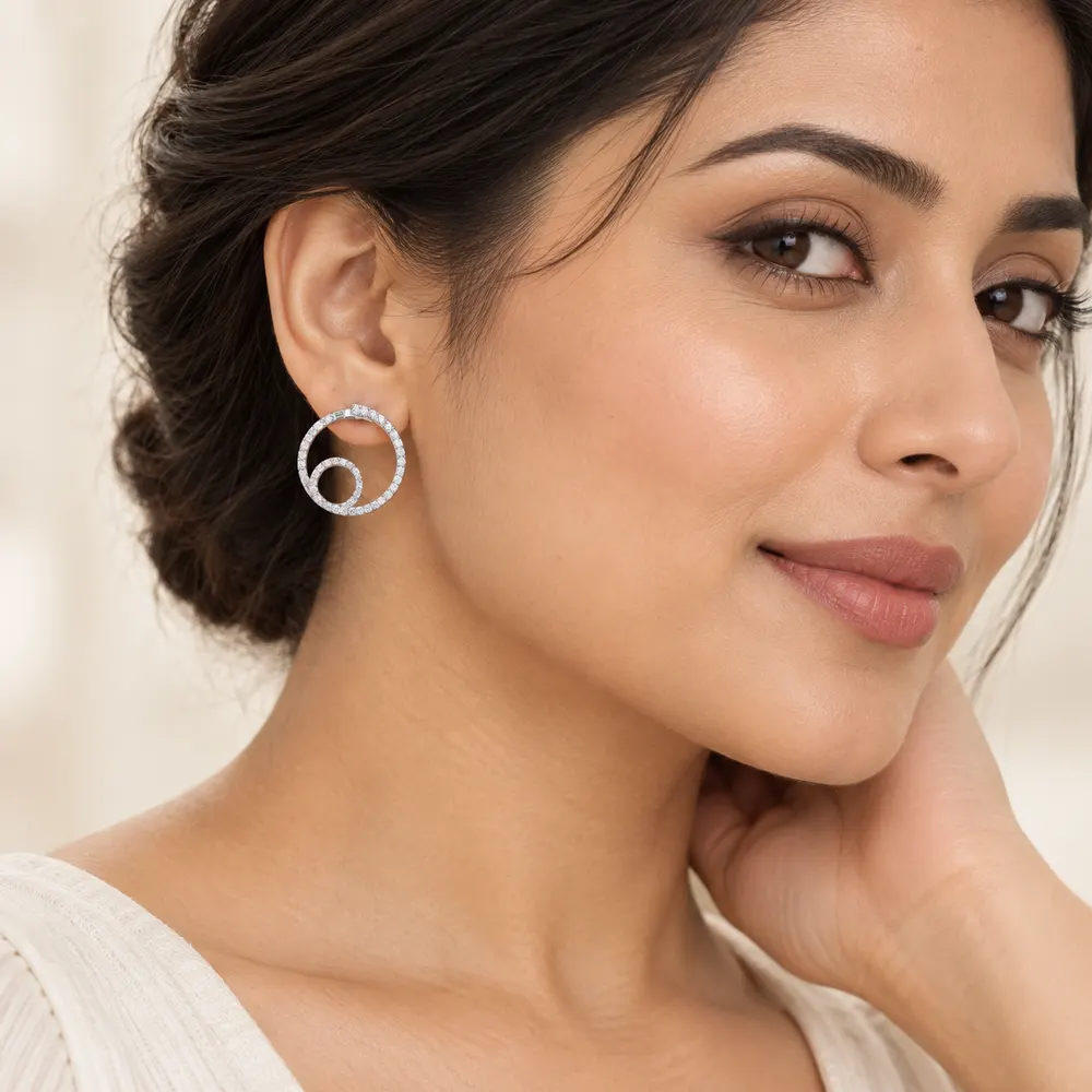 Orbit Double-Circle Moissanite Hoop Earrings — second view