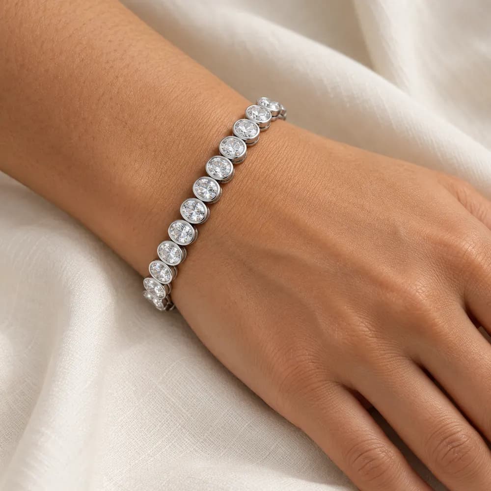 Oval Bezel Moissanite Tennis Bracelet — second view