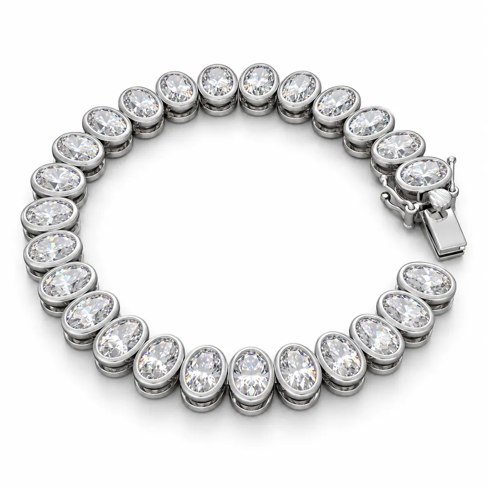 Oval Bezel Moissanite Tennis Bracelet