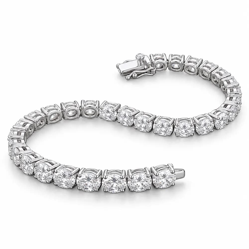 Oval Stone Moissanite Tennis Bracelet