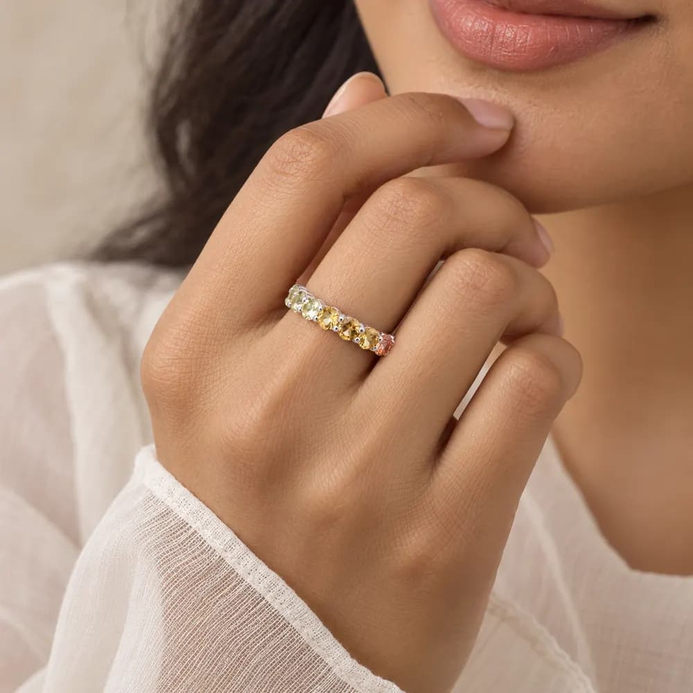 Pastel Rainbow Round-Stone Moissanite Ring — second view