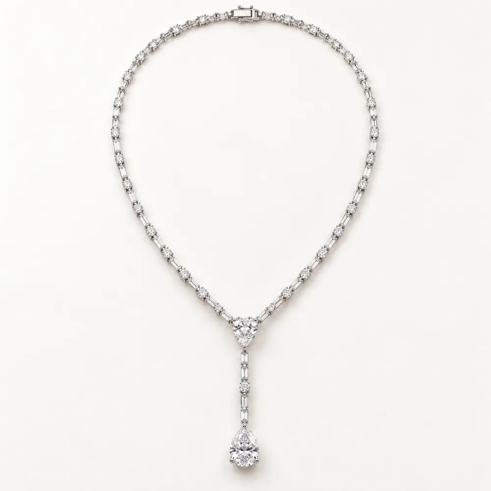Pear Drop Moissanite Lariat Necklace