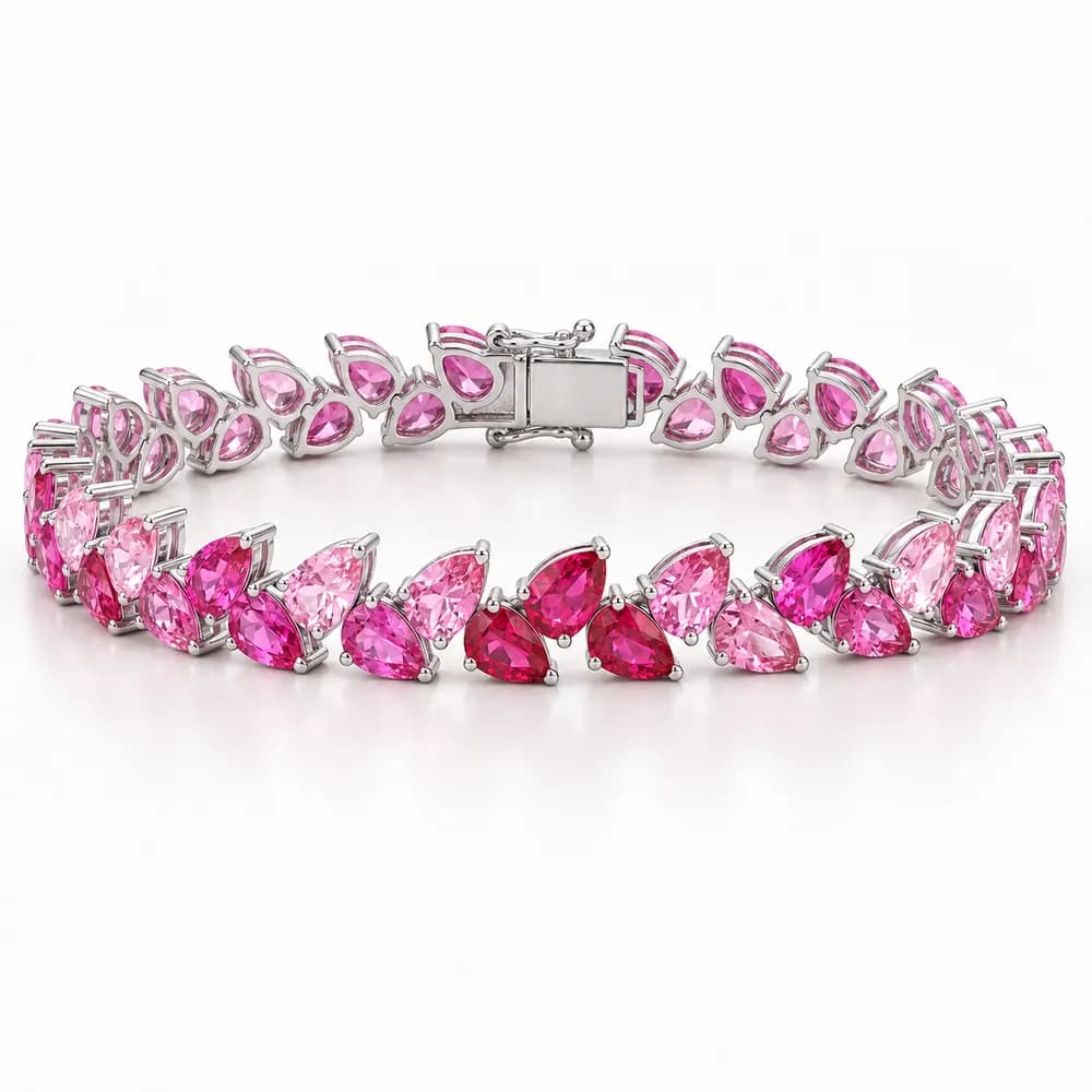 Pink Petal Double-Row Moissanite Bracelet