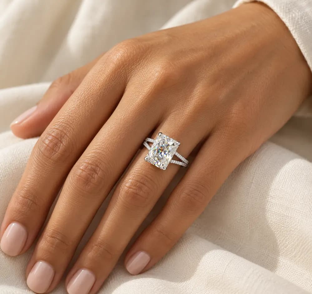 Radiant Solitaire Split Pavé Moissanite Ring — second view