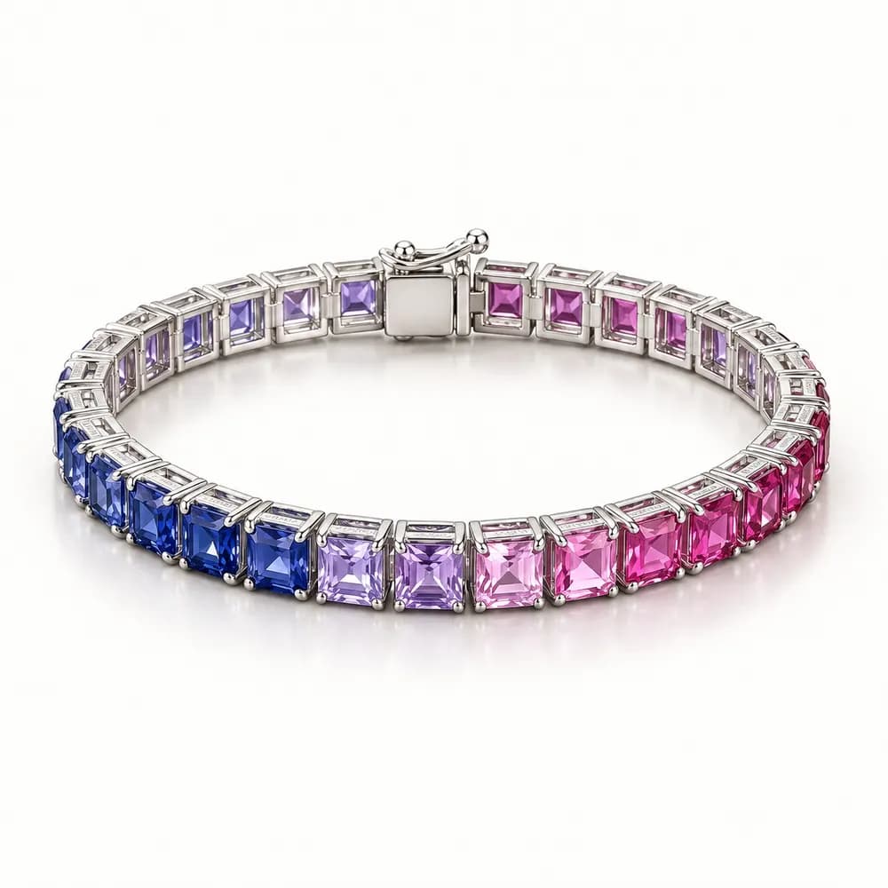 Rainbow Gradient Petite Moissanite Tennis Bracelet