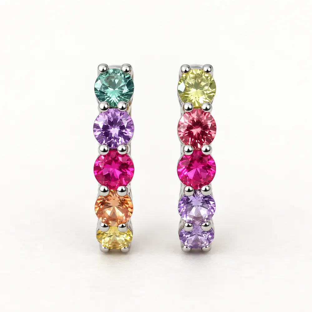 Rainbow Petite Line Moissanite Earrings
