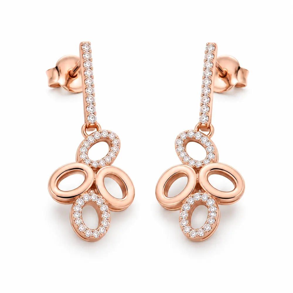 Rose Petal Oval-Loop Moissanite Drop Earrings