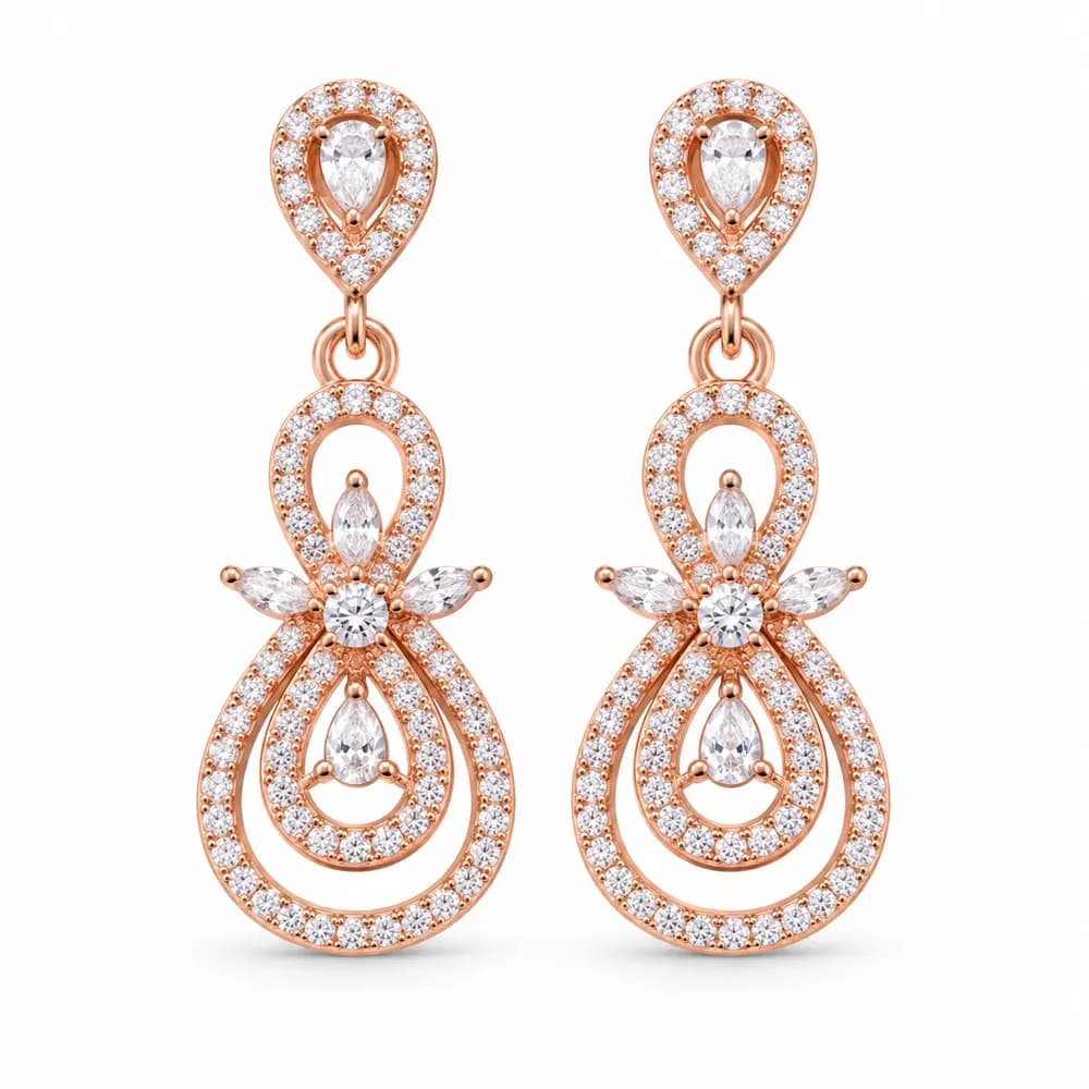 Rose Teardrop Bloom Moissanite Earrings