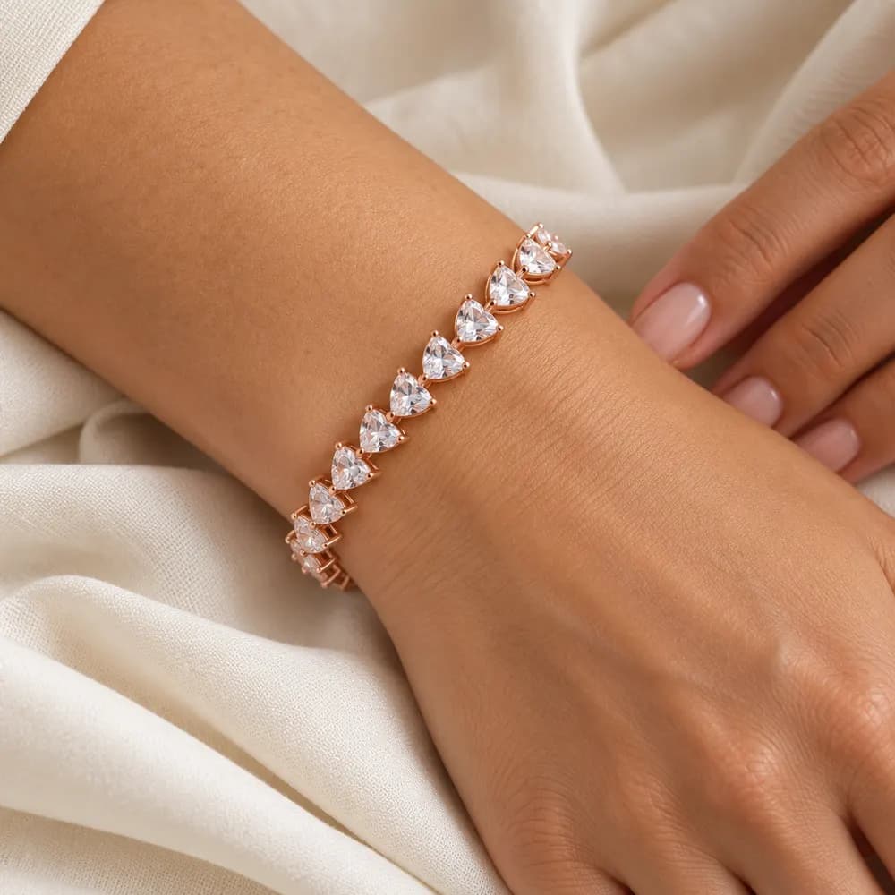 Rose-Tone Triangular Stone Moissanite Bracelet — second view