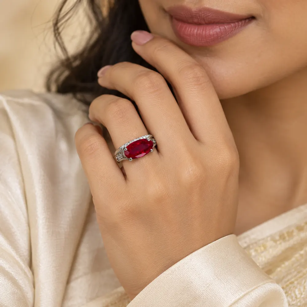 Royal Ruby Oval Statement Moissanite Ring — second view