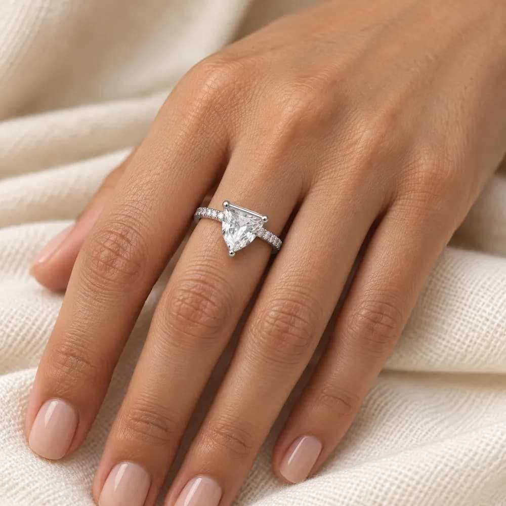 Shield-Cut Solitaire Pavé Moissanite Ring — second view