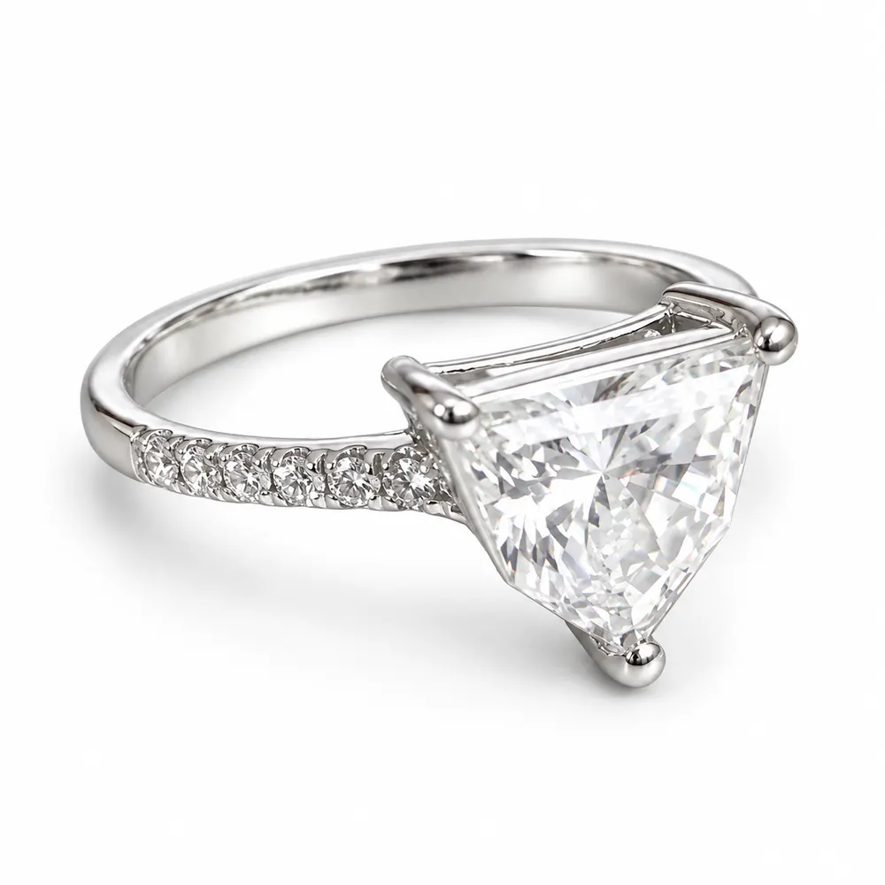 Shield-Cut Solitaire Pavé Moissanite Ring