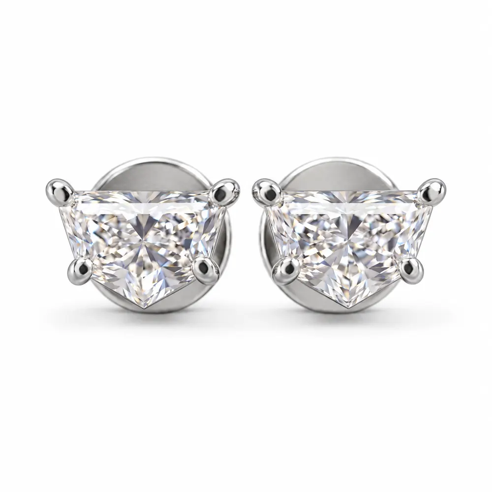 Shield Moissanite Stud Earrings