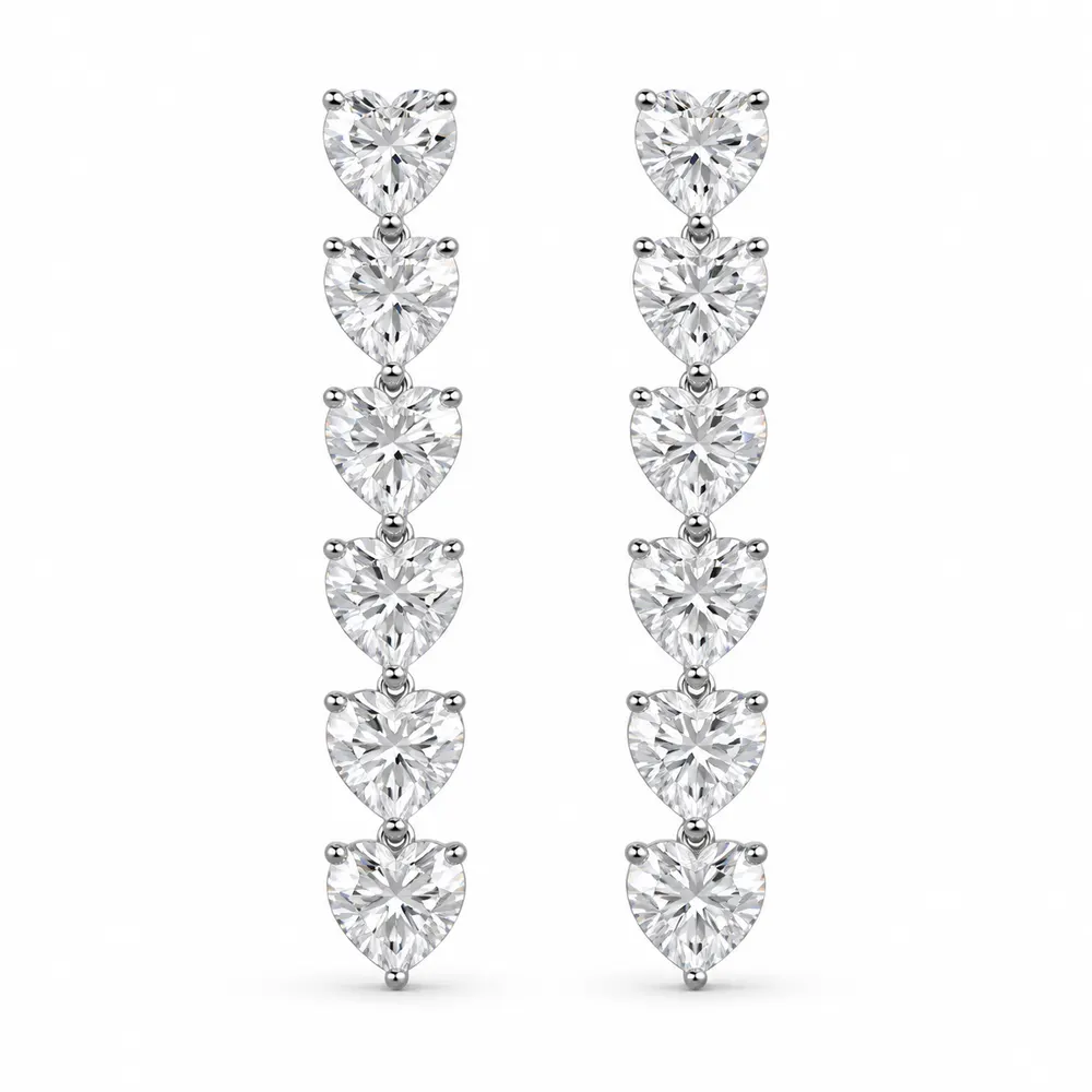 Six-Heart Cascade Moissanite Earrings