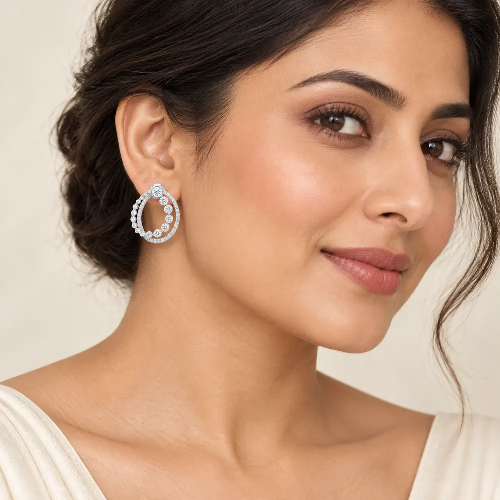 Teardrop Wave Moissanite Earrings — second view
