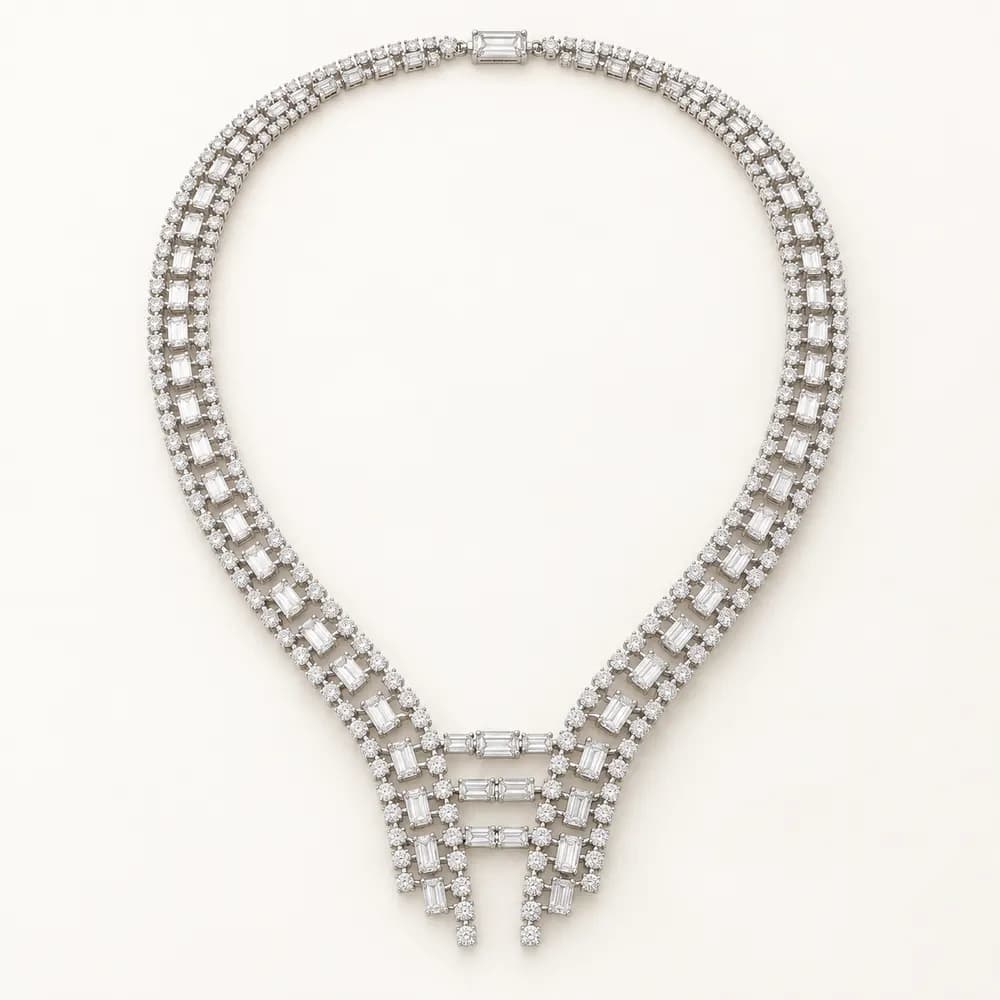 Twin-Strand Moissanite Ladder Necklace