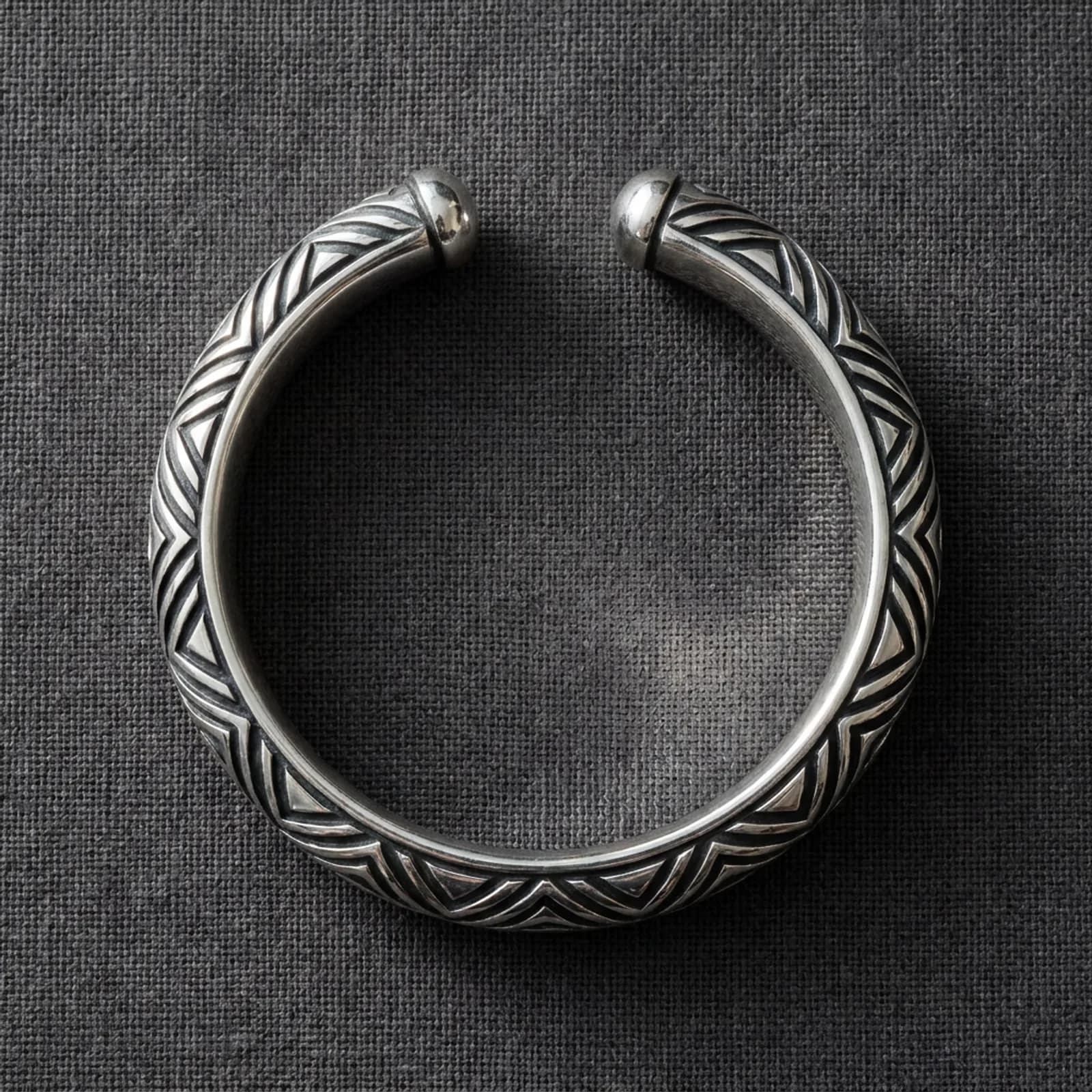 oxidised 925 silver kada for men heavy carved