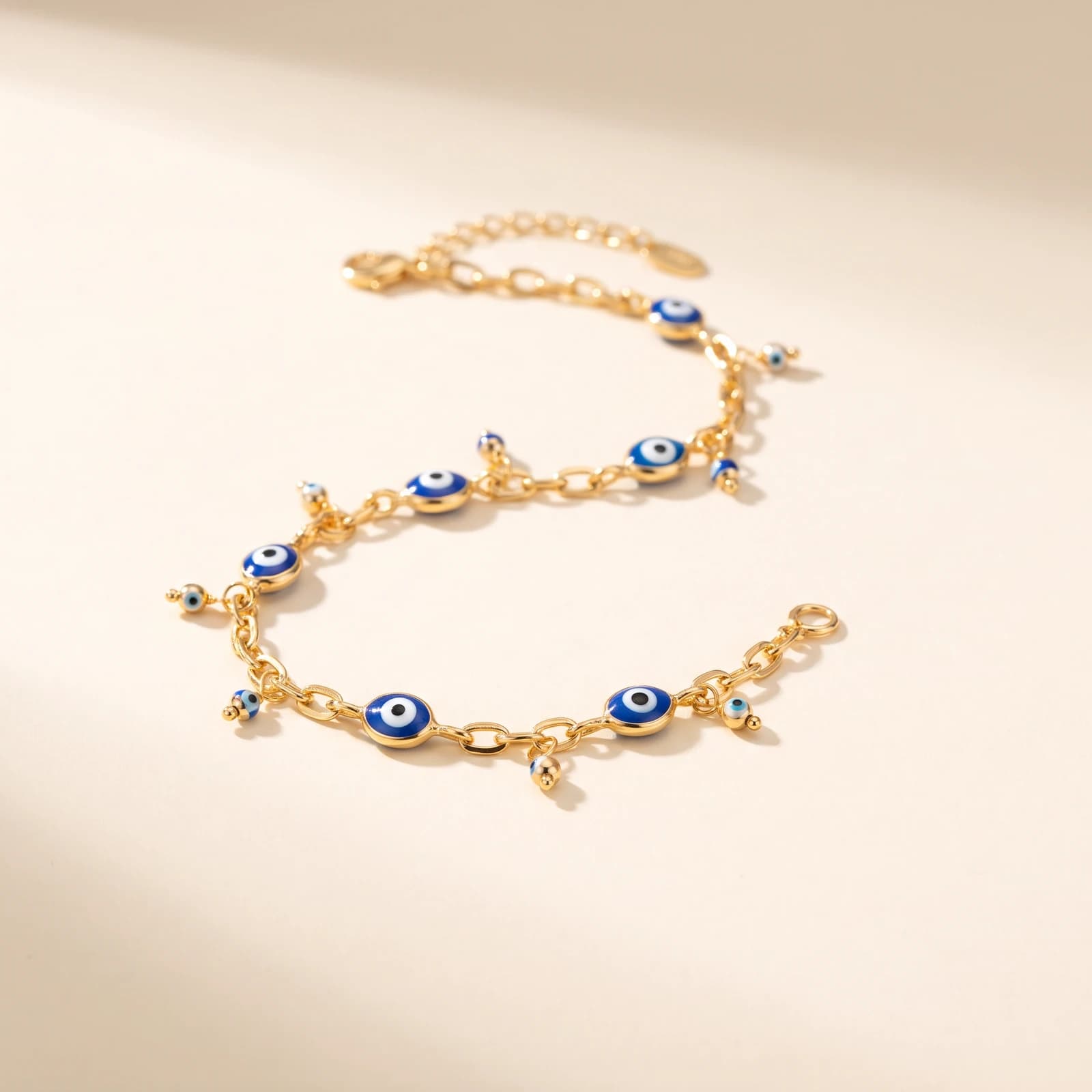 18k Gold-Plated 925 Silver Evil Eye Charm Bracelet · Nazar Danglers
