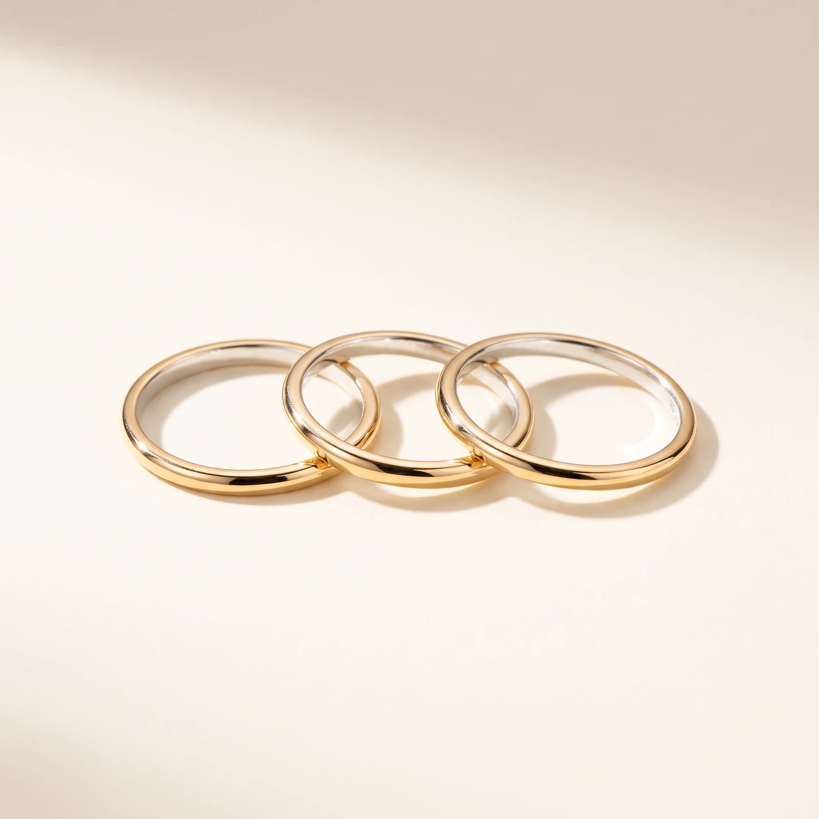 18k Gold-Plated 925 Silver Stacking Rings · Set of 3