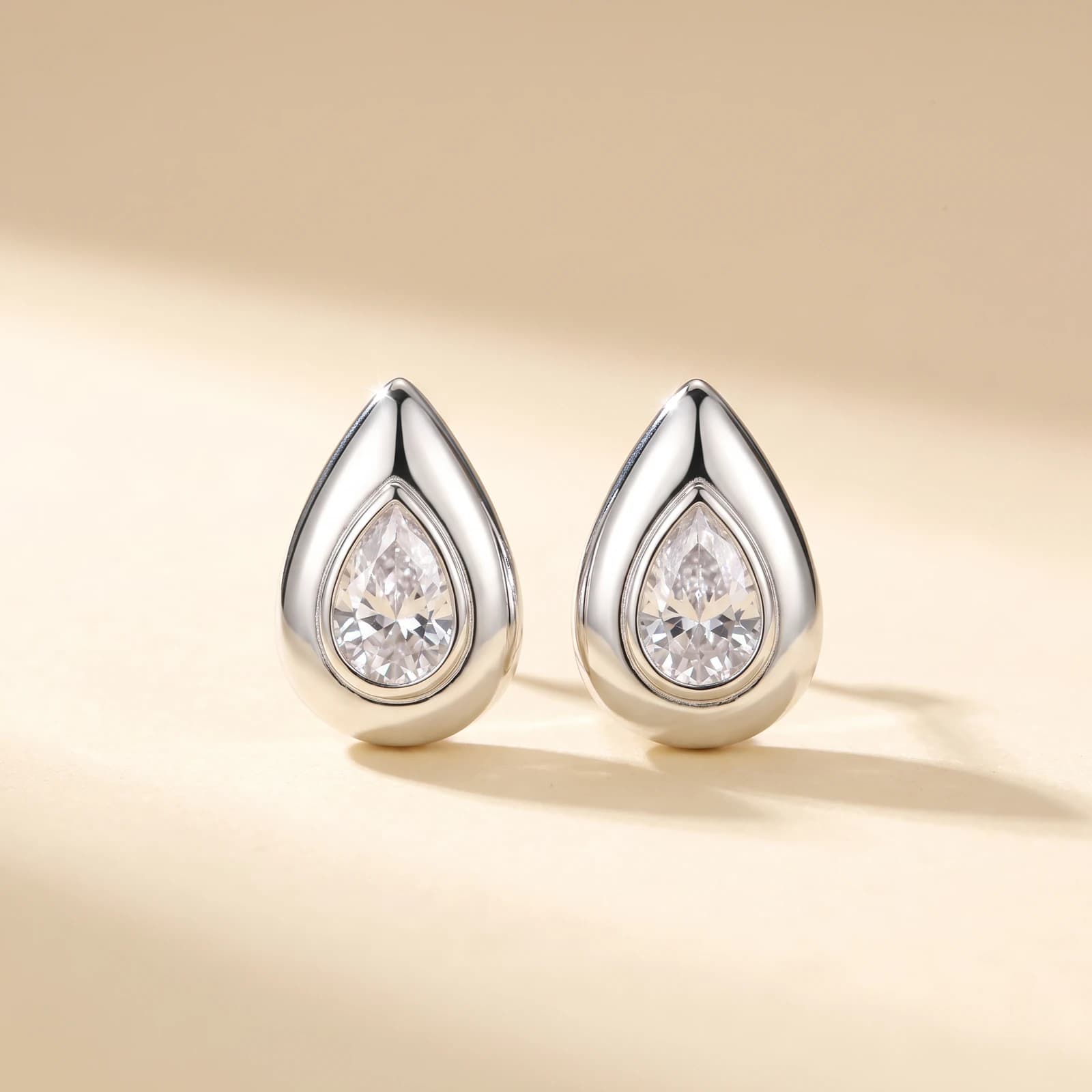 925 Silver Droplet Drop Earrings · CZ