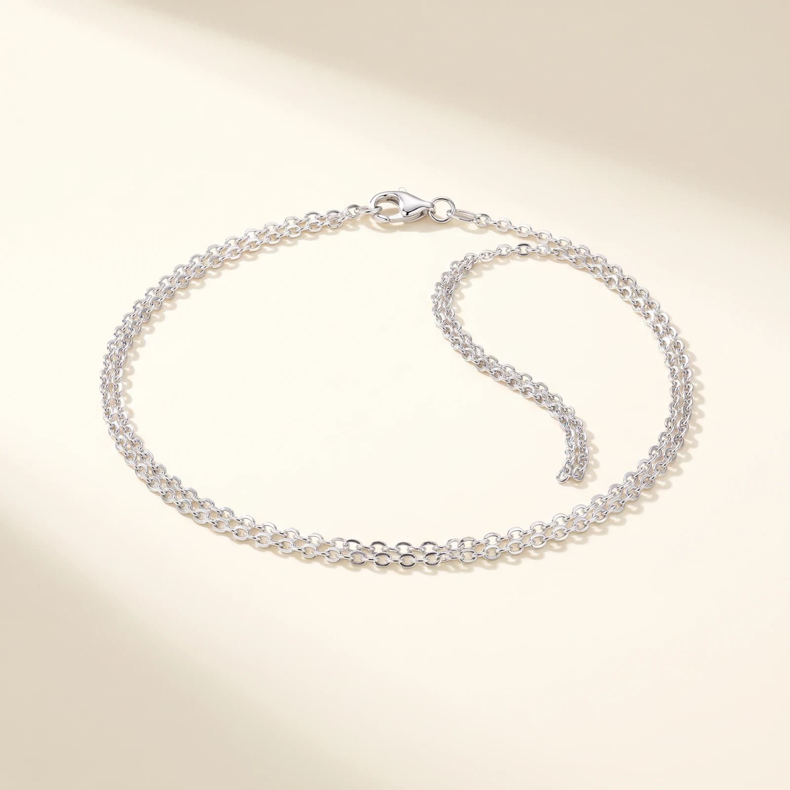 925 Silver Layered Leg Chain · Double-Strand Anklet