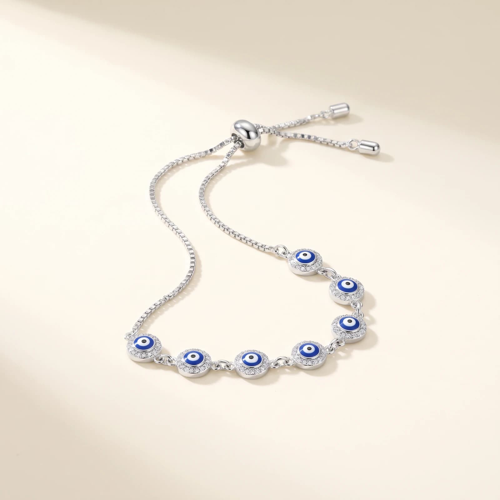 925 Silver Lucky Eye Bracelet · Adjustable Nazar Slider
