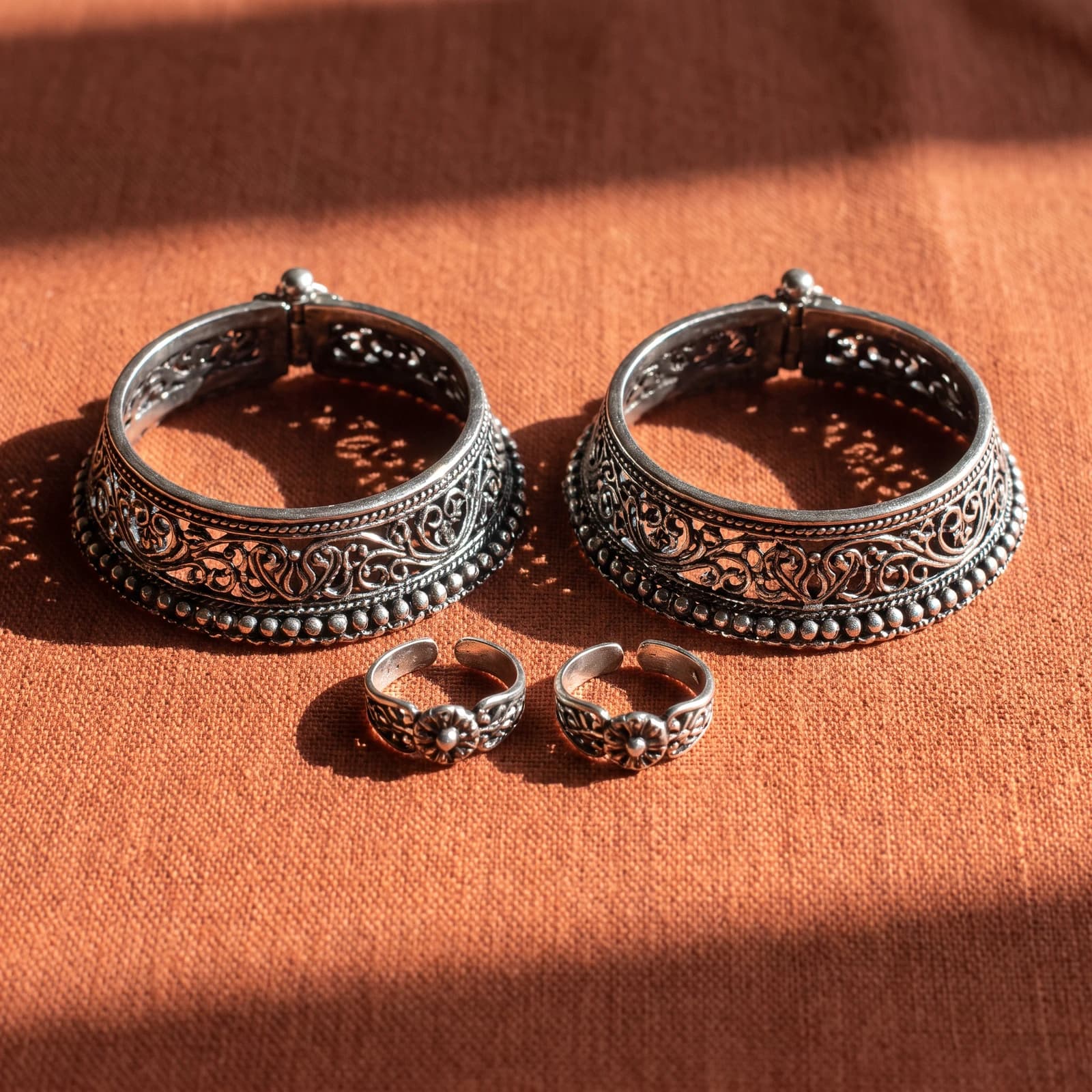 925 Silver Payal with Bichiya · Traditional Set of 4