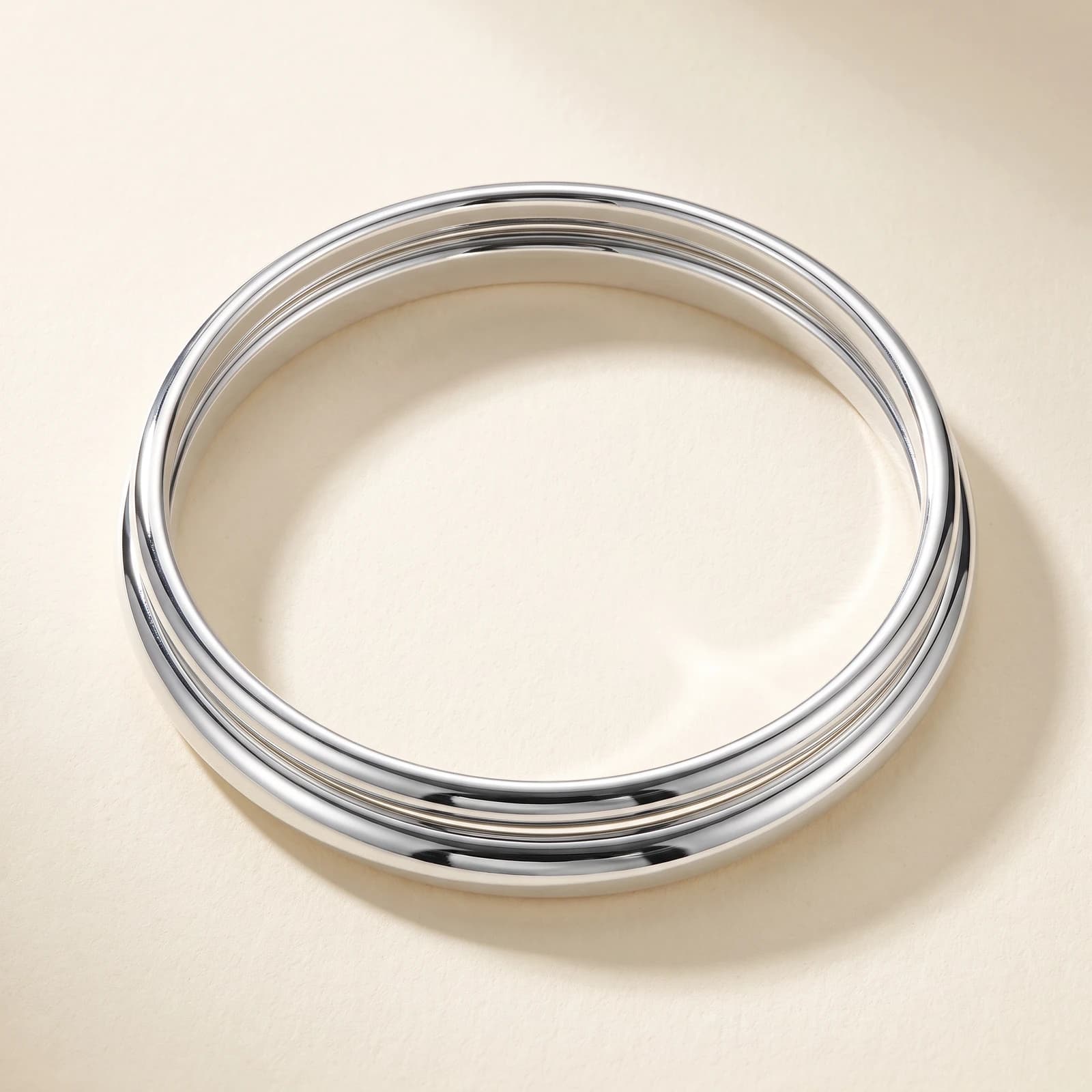 925 Silver Plain Bangles · Set of 2