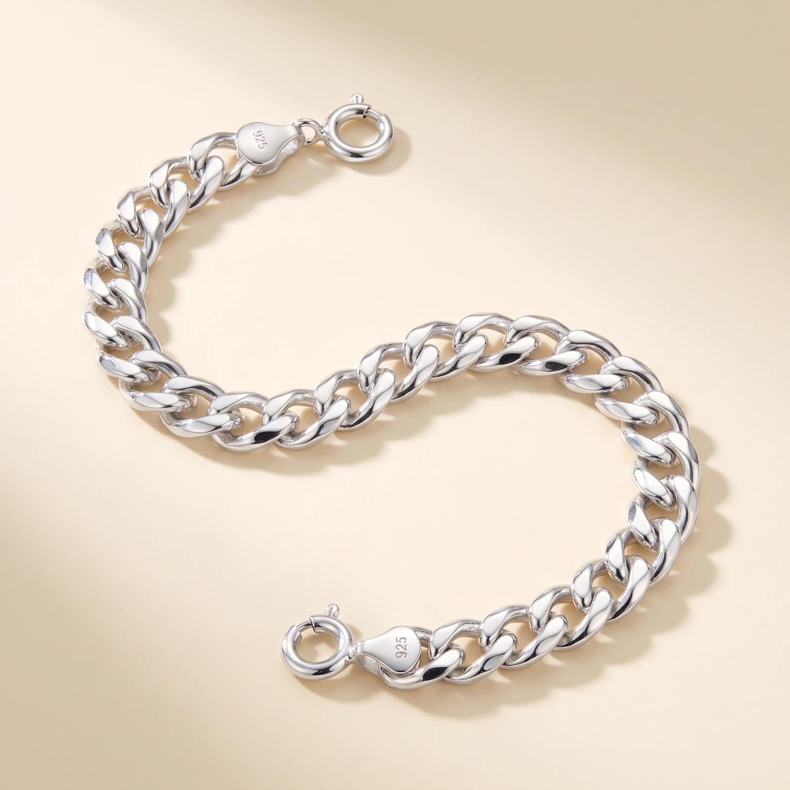 925 Silver Solid Link Bracelet · 10 g Weight-Stated
