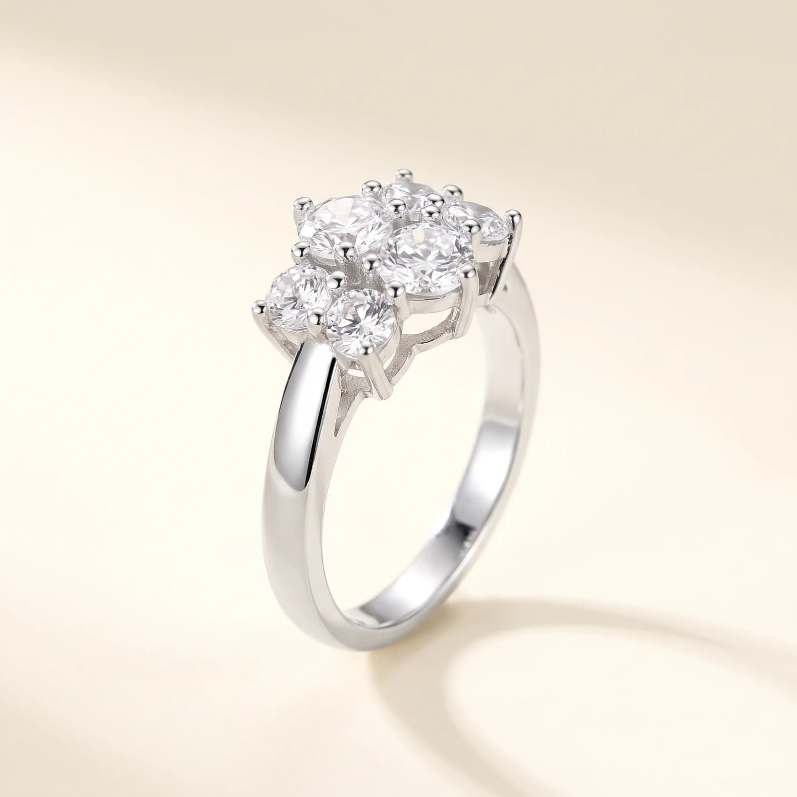925 Silver Statement Cocktail Ring · CZ Cluster