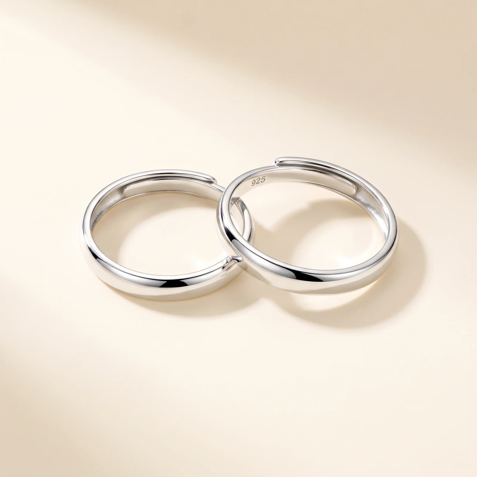 Adjustable 925 Silver Rings for Couples · Free-Size Pair of 2