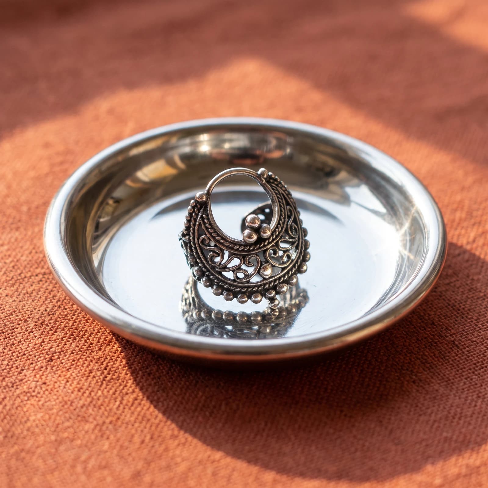 Oxidised Silver Nath · Tribal Nose Ring