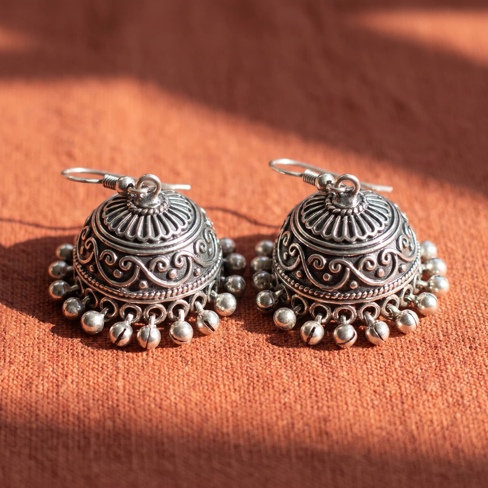 Oxidised Silver Tribal Jhumka · Ghungroo Drop