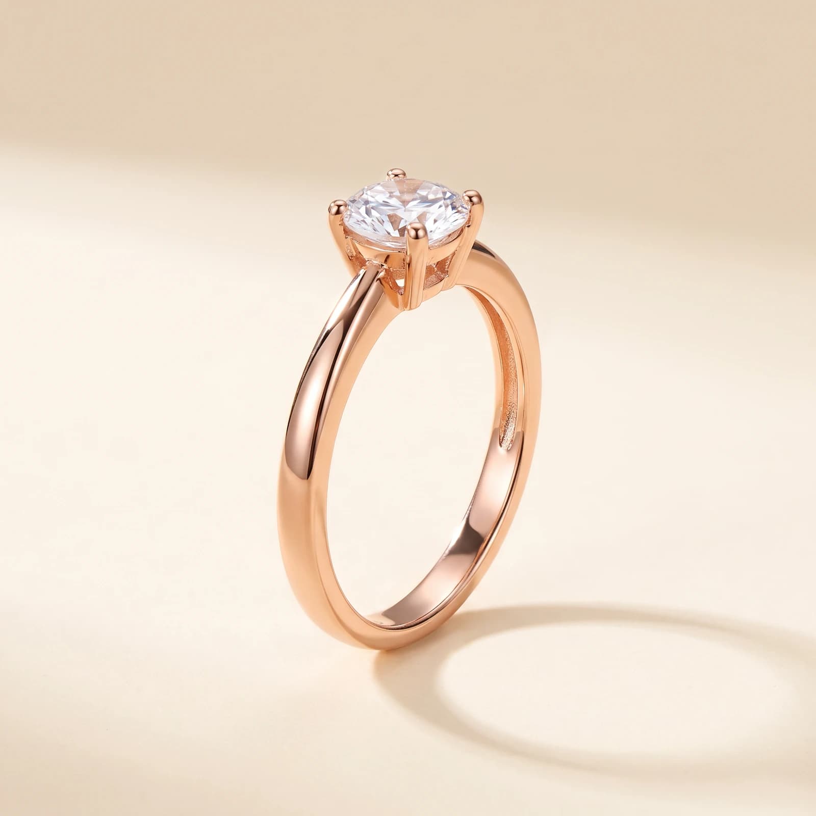Rose Gold-Plated 925 Silver Ring · Solitaire-Look CZ